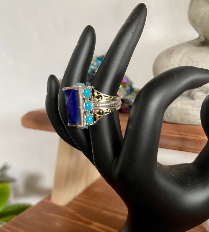 Vintage Chic Goddess Vibes, Lapis Lazuli Dome Ring, Bodhi Jewelry