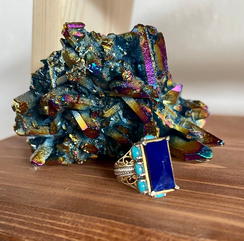 Vintage Chic Goddess Vibes, Lapis Lazuli Dome Ring, Bodhi Jewelry