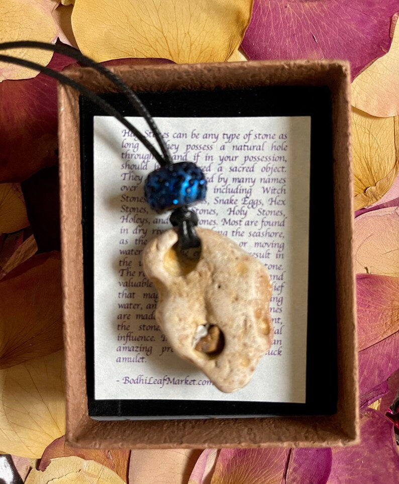 Unusual Hag Stone, Spirited Bohemian Necklace, Bodhi Jewelry