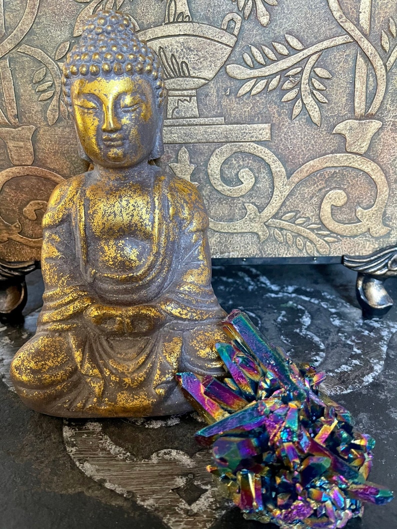 Large Unique Rainbow Aqua Aura Quartz Crystal Cluster, Crystal Magic