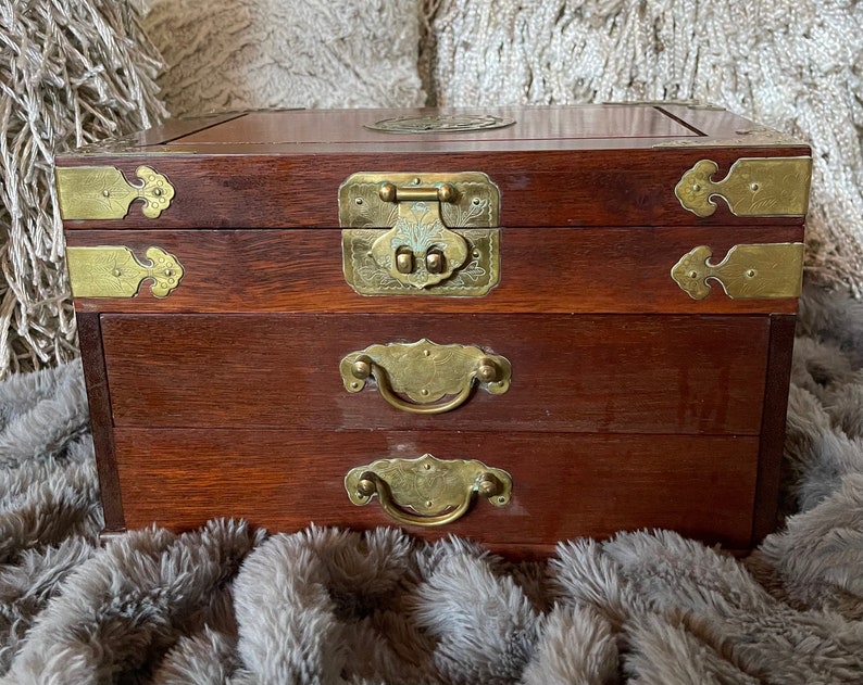 Large Vintage Jewelry Box, Wedding Multilayer Jewelry Box, Old World Vintage