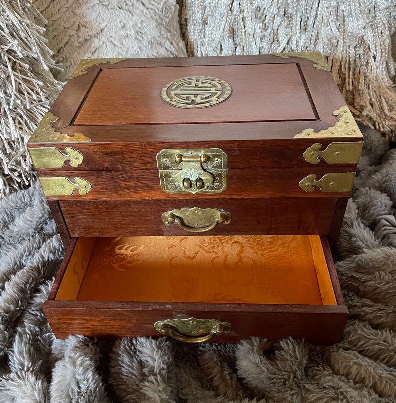 Large Vintage Jewelry Box, Wedding Multilayer Jewelry Box, Old World Vintage