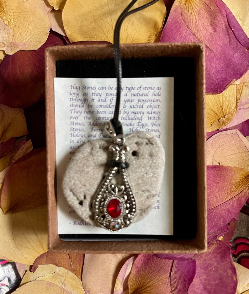 Vintage Pendant, Hag Stone Necklace, Bodhi Jewelry