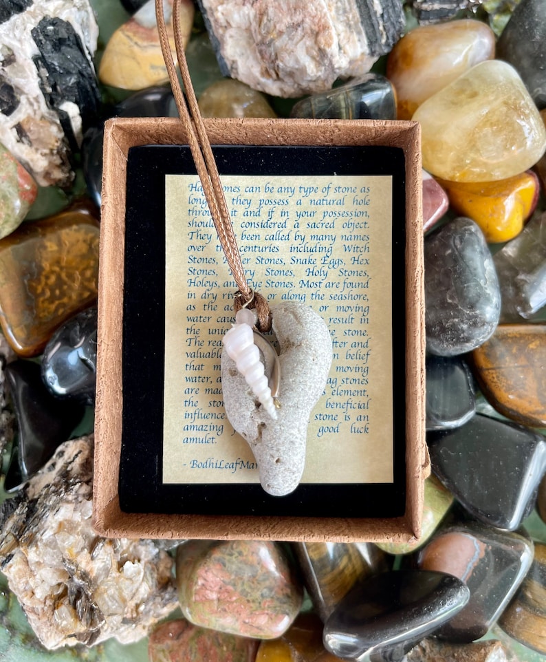 New Mermaid Collection, "Aphros", Bodhi Jewelry, hag stone, hagstone, hag stone necklace, beach stone, island stone, hole stone, good luck stone, wishing stone