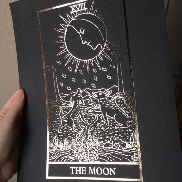 Handmade Gold Foiled The Moon Tarot Print, Home Decor, Bodhi Signs