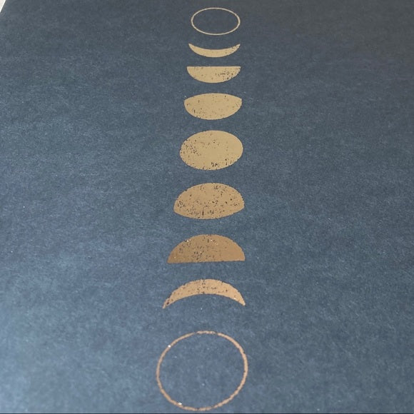 Handmade Distressed Gold Foiled Moon Phase Print, Home Decor, Bodhi Signs