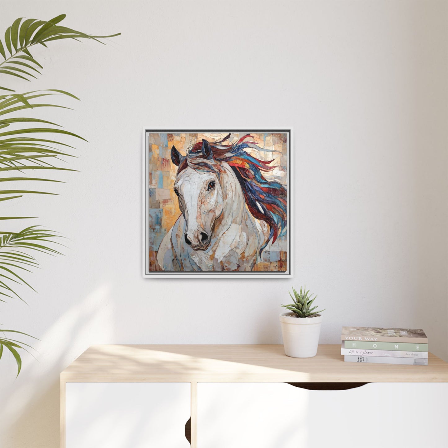 Colorful Mane Horse Matte Canvas Framed | Equine Wall Art