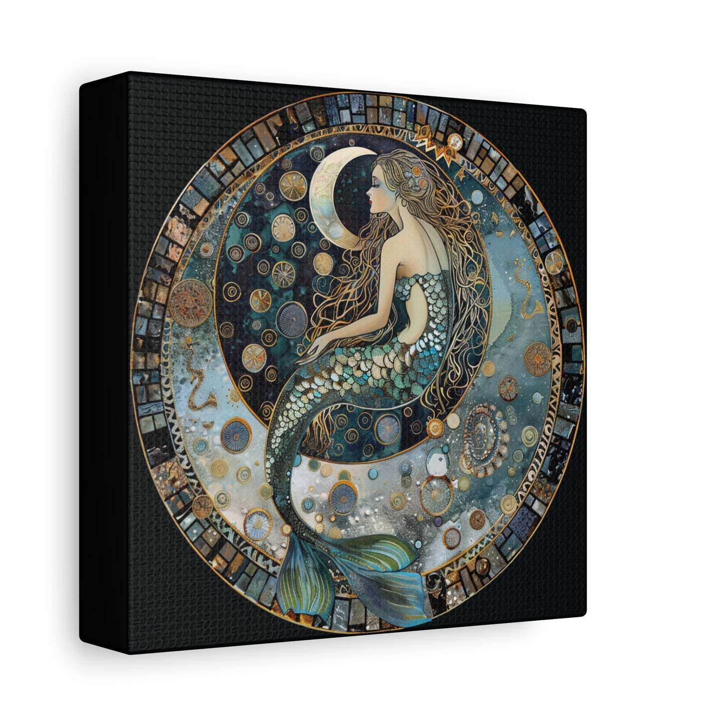Mermaid Moon Canvas Art Print, Ocean Decor, Fantasy Artwork, Nautical Home Wall Art, Ethereal Gift for Sea Lovers