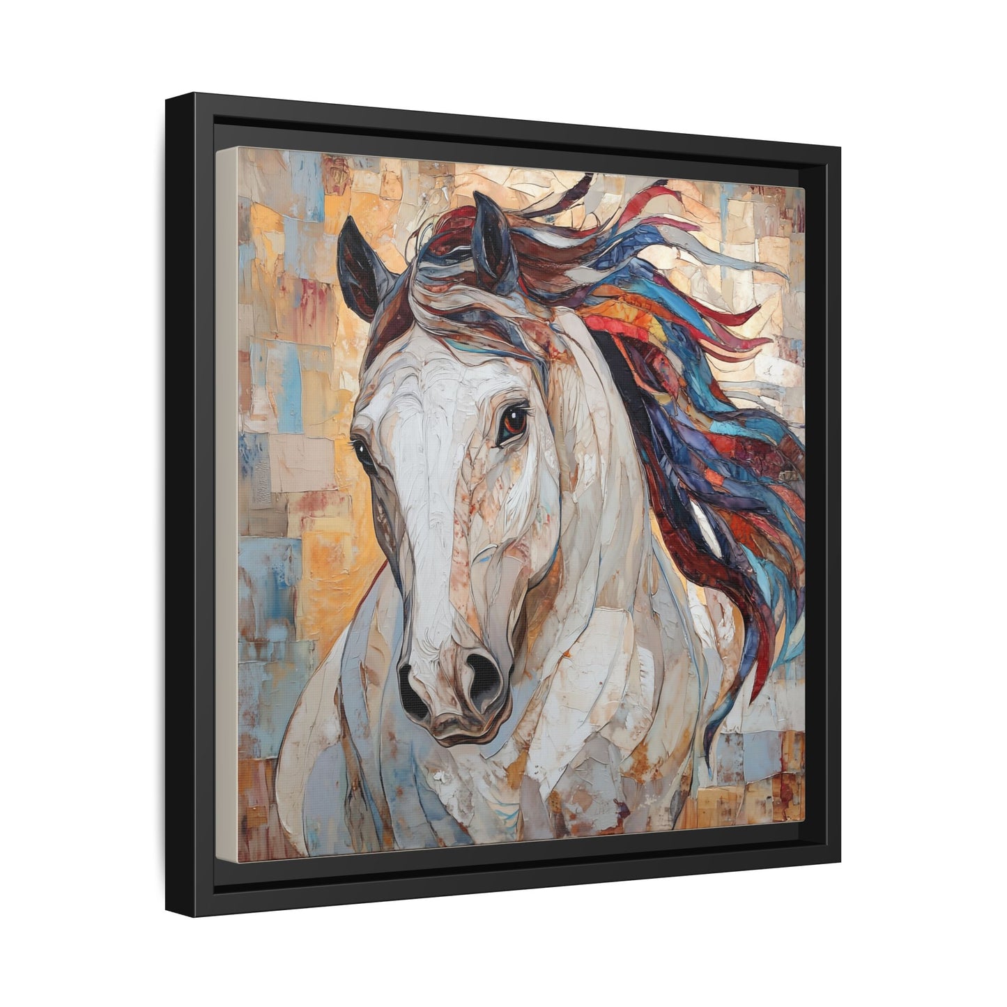 Colorful Mane Horse Matte Canvas Framed | Equine Wall Art