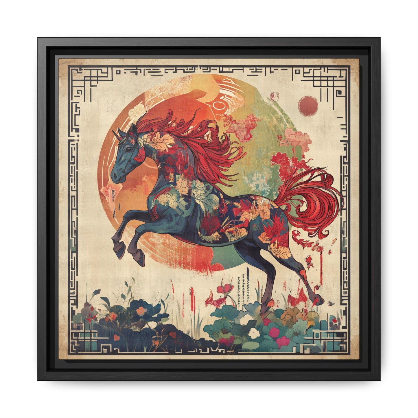 Fire Horse Year Matte Canvas Framed Print