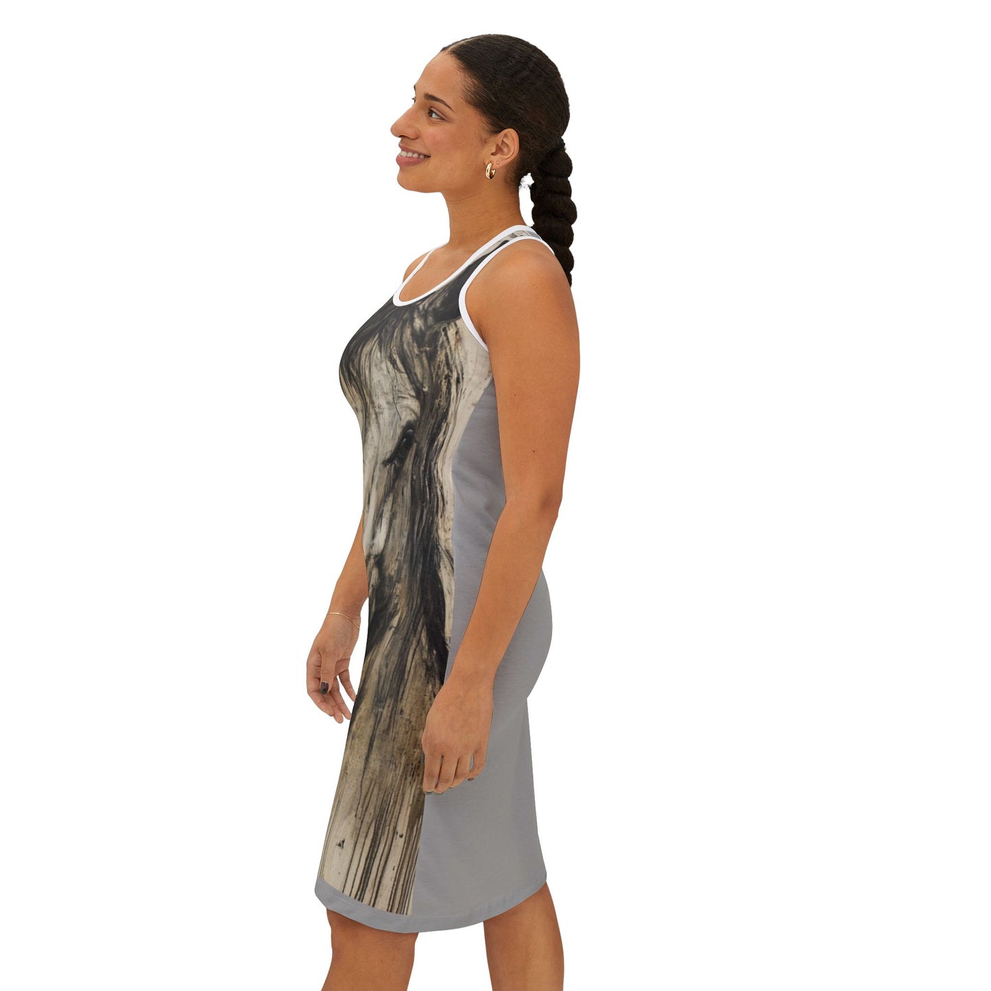Elegant Horse Art Women's Racerback Dress, Boho Chic Outfit, Summer Dress, Gifts for Equestrians, Casual Wear for Horse Lovers