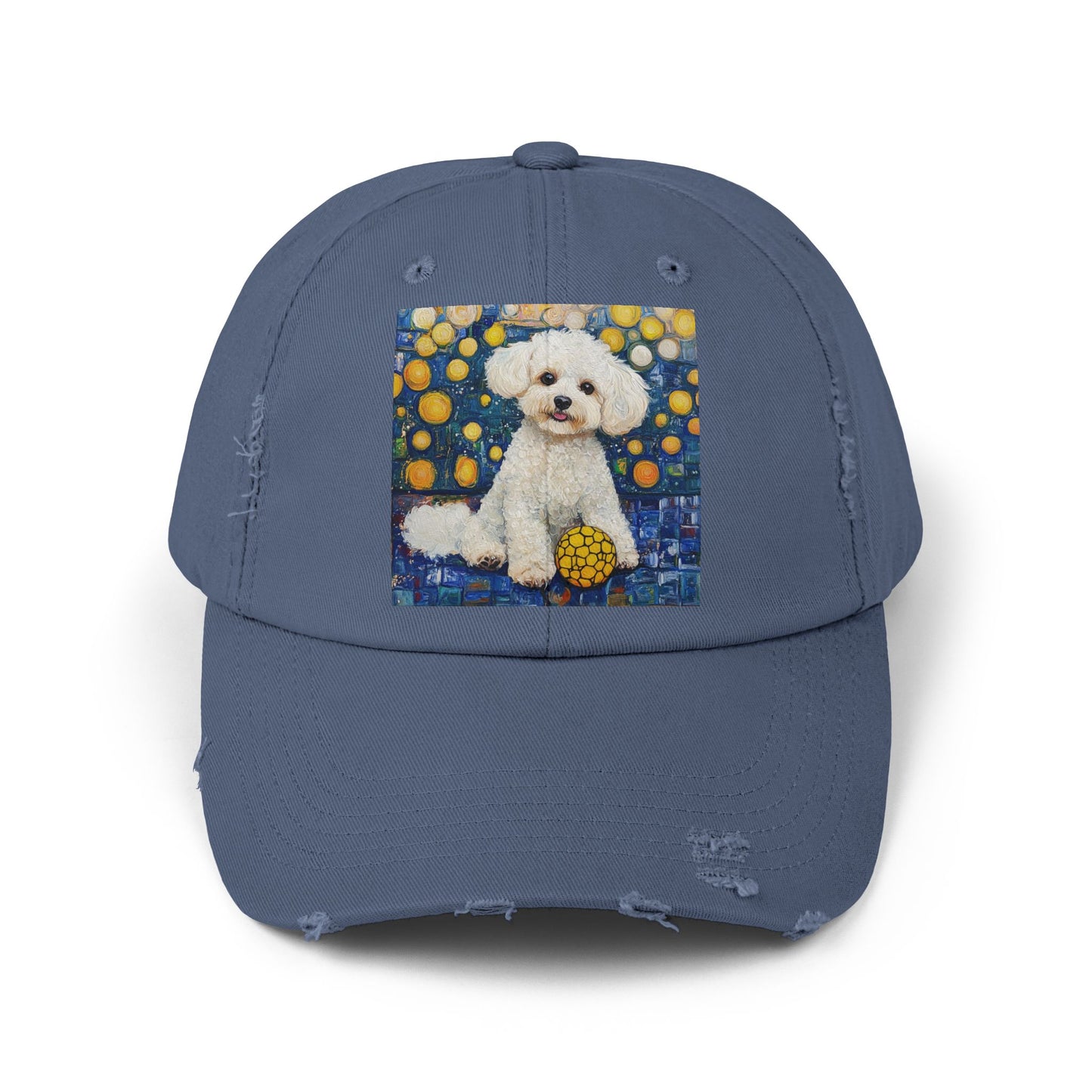 Bichon Frise Pickleball Unisex Distressed Cap with Adorable Dog Art | Pet Lover Gift, Casual Fashion, , Dog Mom Hat, Unique Dog Gift
