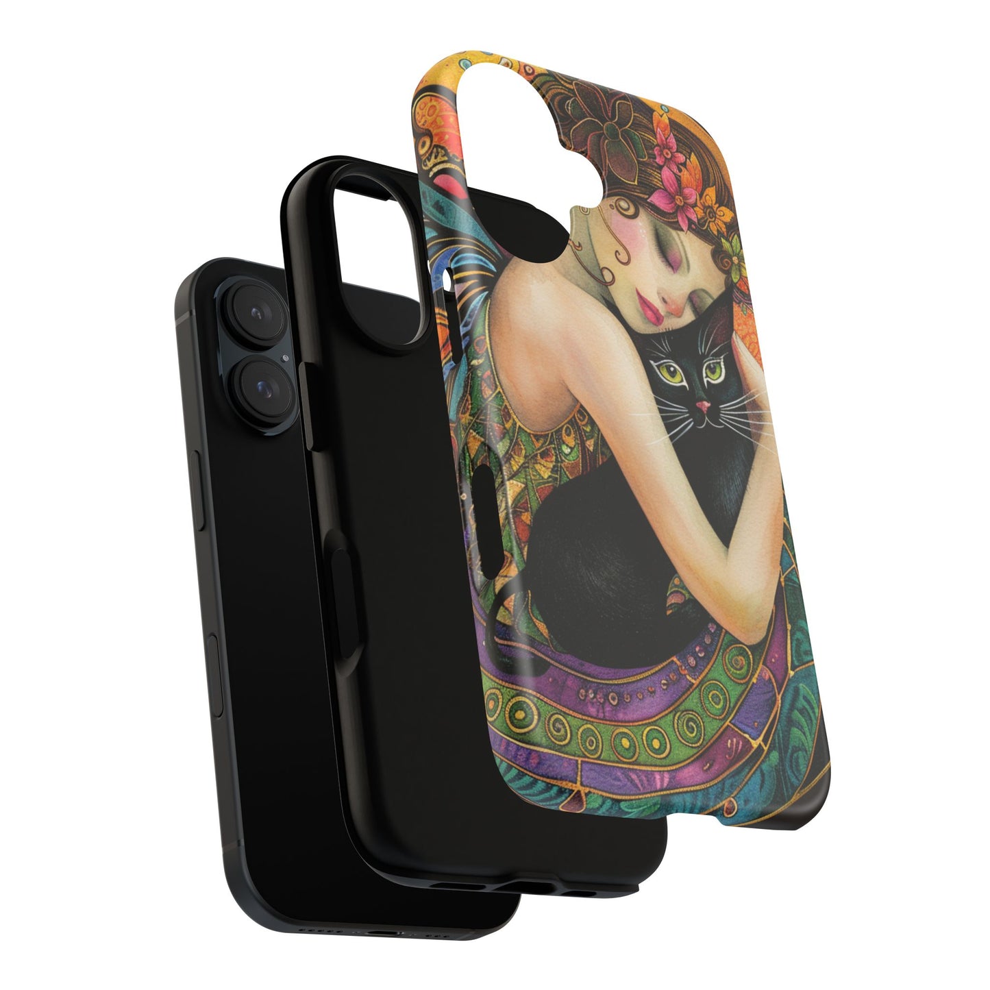 Colorful Art Phone Case with Cat and Fairy Design, Phone Cover Gift for Cat Lovers, Unique Floral Case, Magical Design, Vibrant Phone [...]