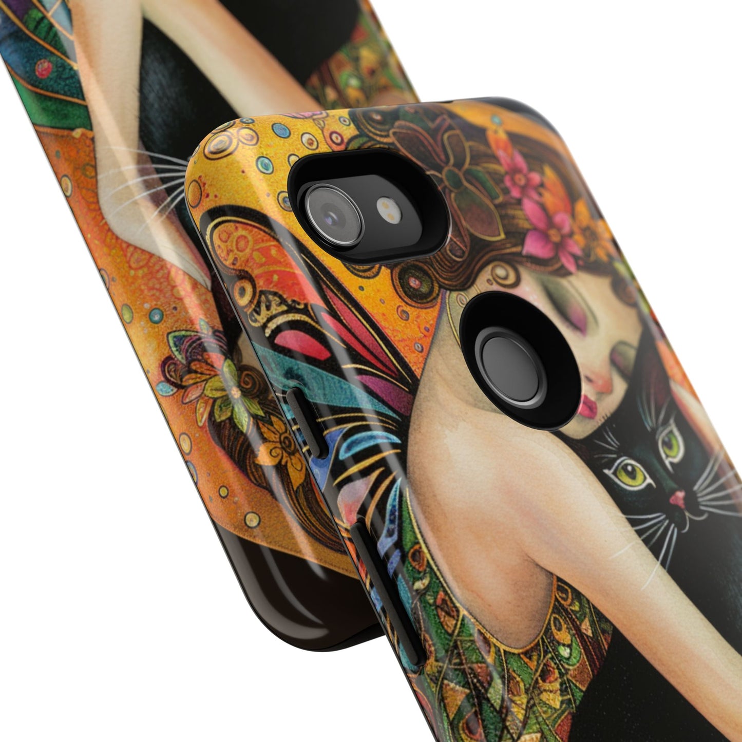 Colorful Art Phone Case with Cat and Fairy Design, Phone Cover Gift for Cat Lovers, Unique Floral Case, Magical Design, Vibrant Phone [...]
