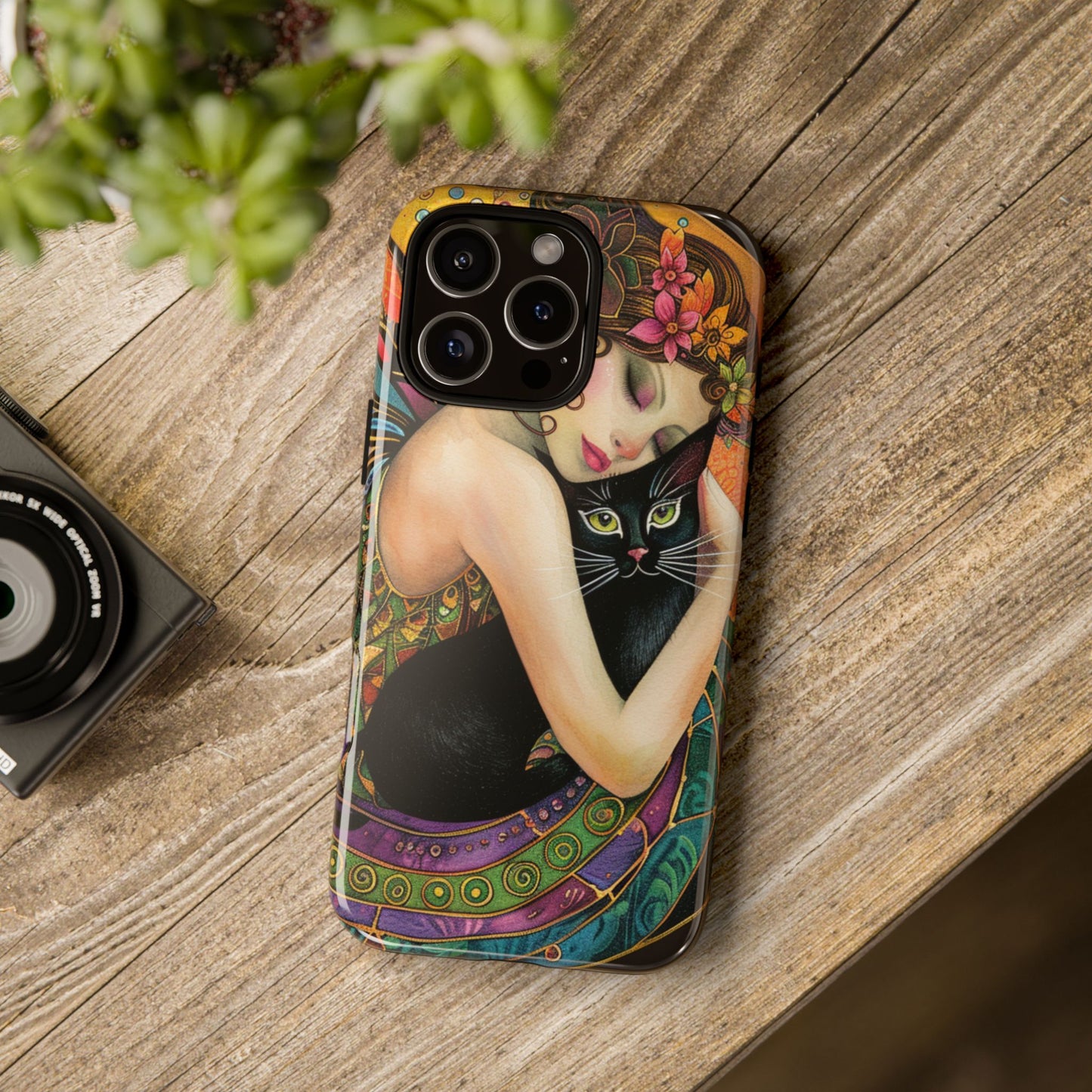 Colorful Art Phone Case with Cat and Fairy Design, Phone Cover Gift for Cat Lovers, Unique Floral Case, Magical Design, Vibrant Phone [...]