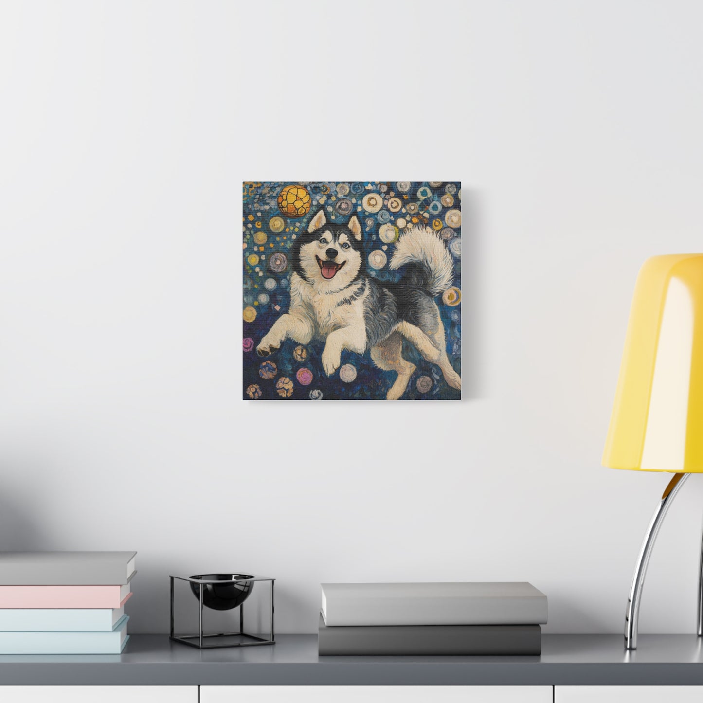 Joyful Husky Canvas Art, Pet Wall Decor, Dog Lovers Gift, Home Decoration, Animal Art, Husky Portrait