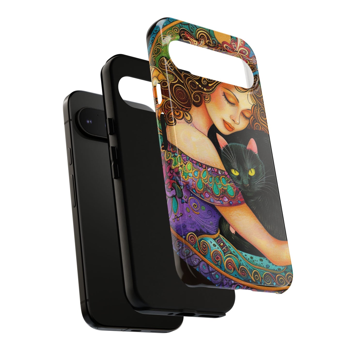 Colorful Cat Art Phone Case, Tough Phone Cover for Cat Lovers, Gift for Pet Owners, Artistic Mobile Case, Cute Cat Design