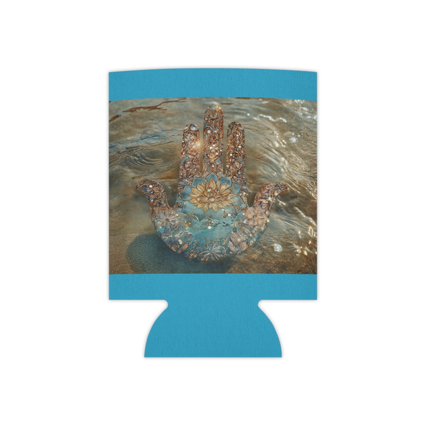 Stylish Hamsa Hand Beach Vibe Can Cooler, Great for Summer Parties, Bohemian Decor, Beach Days, Unique Gift for Friends