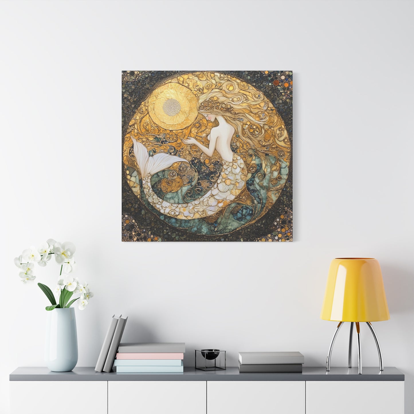 Elegant Mermaid Wall Art - Stretched Matte Canvas, Nautical Decor, Ocean Lover Gift, Home Decoration, Unique Mermaid Artwork