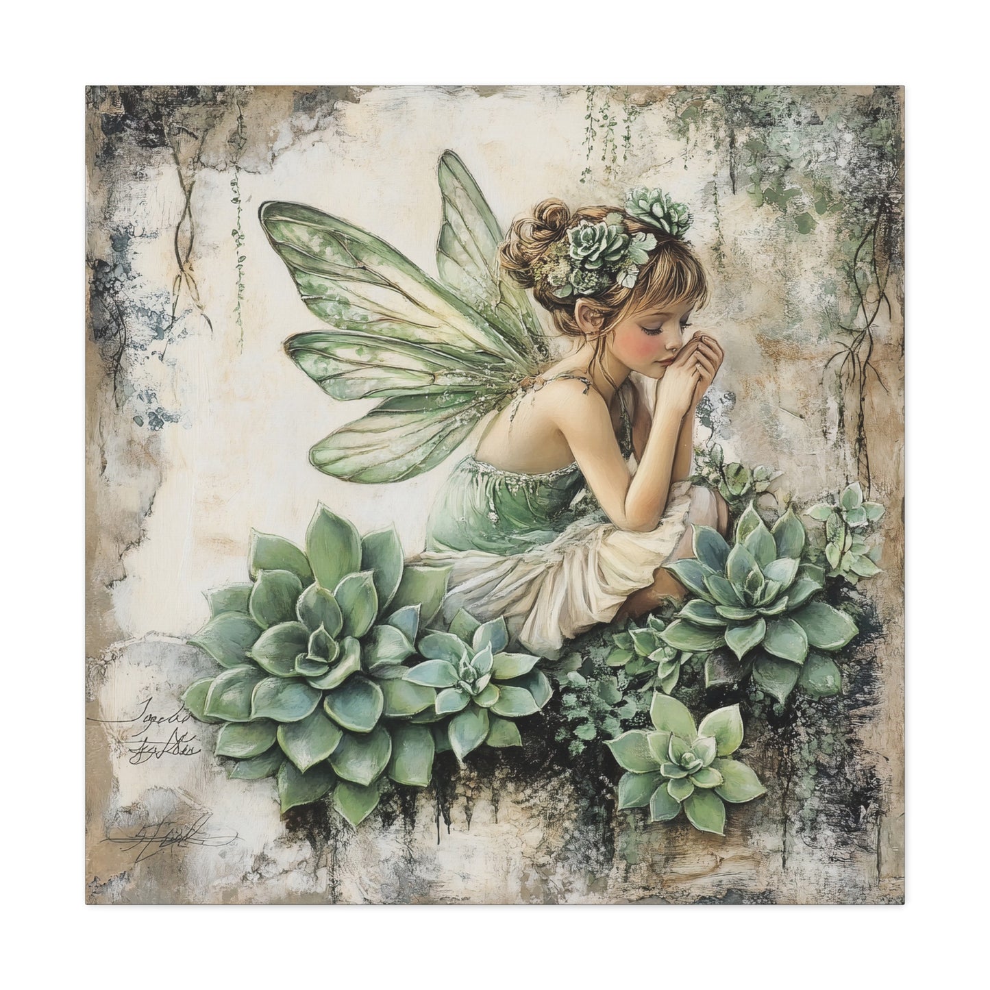 Green Fairy Canvas Art, Stretched Print, Whimsical Decor, Nature Lover Gift, Home Wall Art, Enchanted Forest Decor