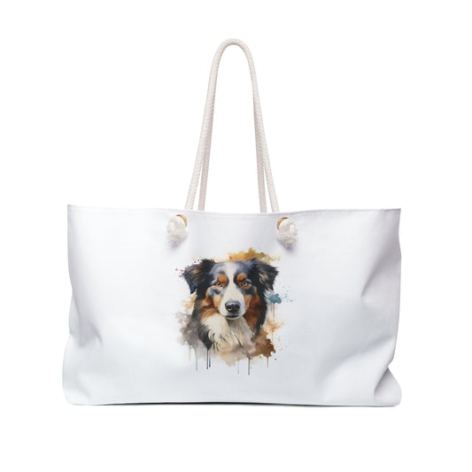 Aussie Weekender Bag, Pet Travel Tote, Watercolor Dog Print Canvas, Perfect for Gifts, Stylish Gym Bag, Eco-Friendly Bag