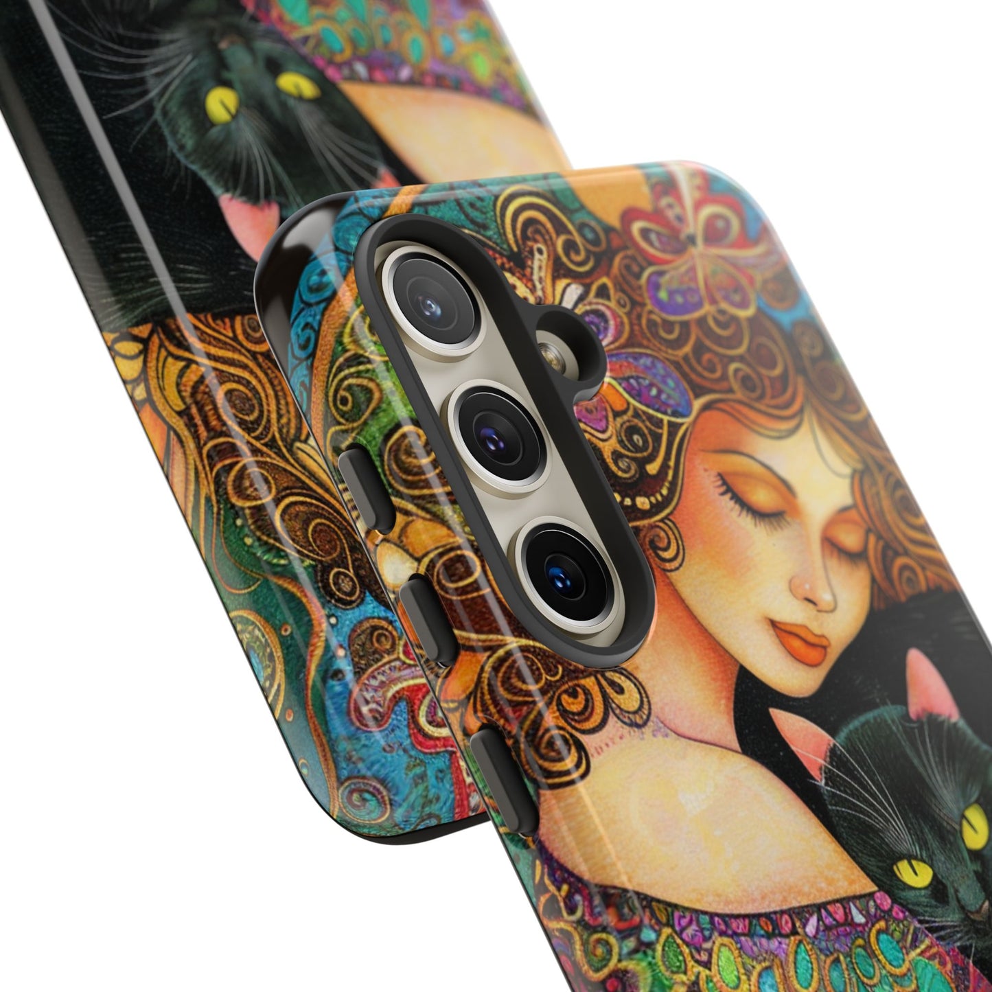 Colorful Cat Art Phone Case, Tough Phone Cover for Cat Lovers, Gift for Pet Owners, Artistic Mobile Case, Cute Cat Design