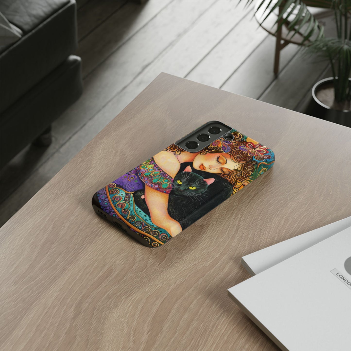 Colorful Cat Art Phone Case, Tough Phone Cover for Cat Lovers, Gift for Pet Owners, Artistic Mobile Case, Cute Cat Design