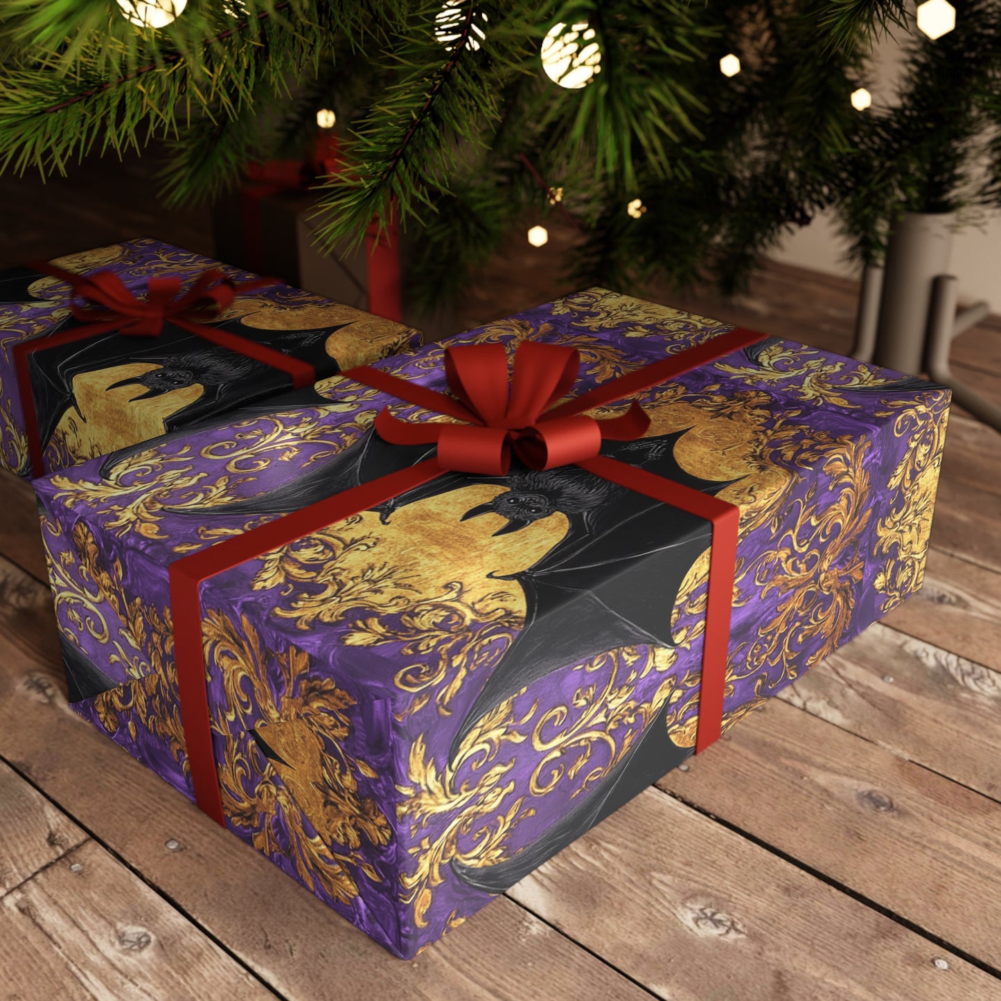 Baroque Bat-Themed Gift Wrapping Paper Sheets, Halloween, Party, Decorative Wrap, Gift Presentation, Unique Gifts