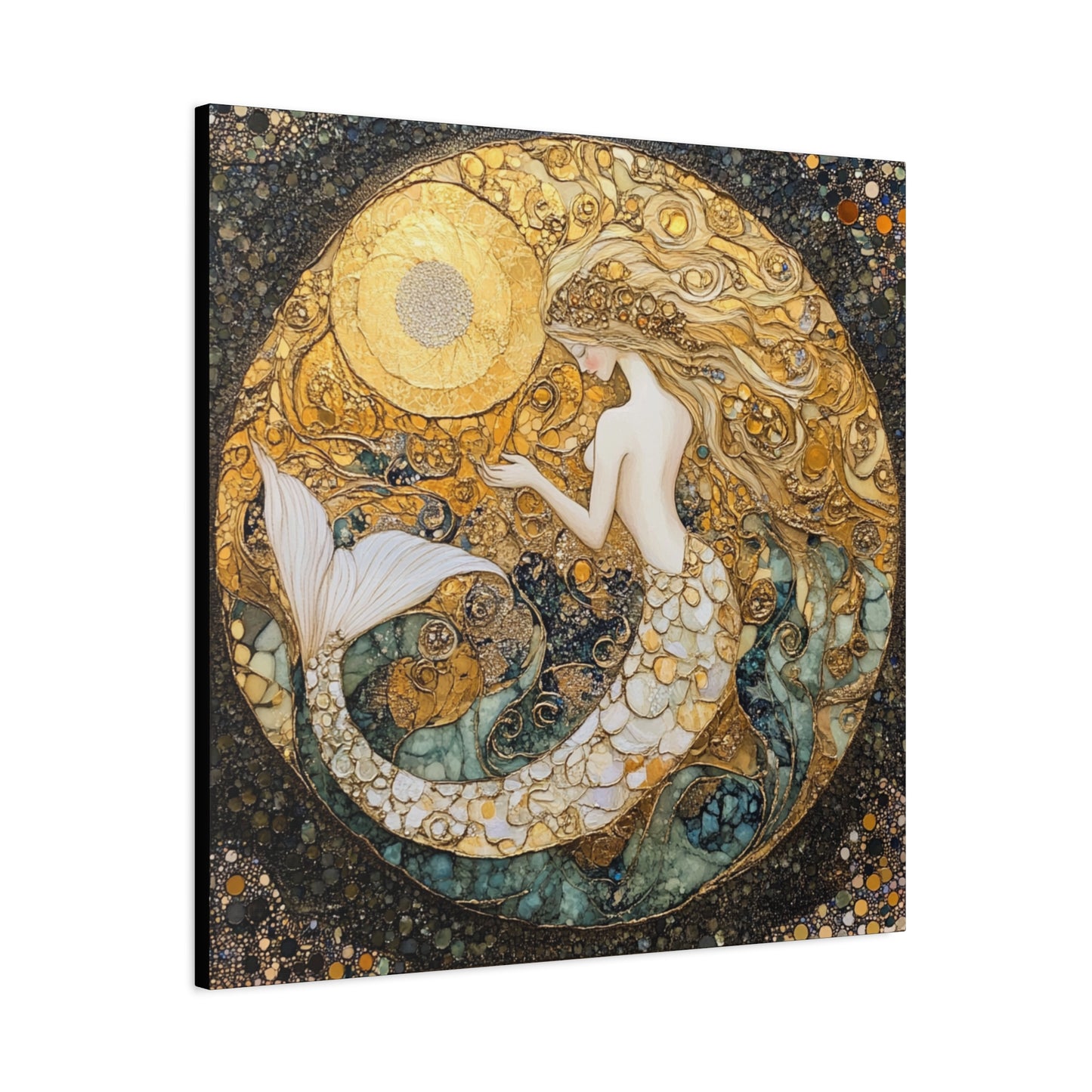Elegant Mermaid Wall Art - Stretched Matte Canvas, Nautical Decor, Ocean Lover Gift, Home Decoration, Unique Mermaid Artwork