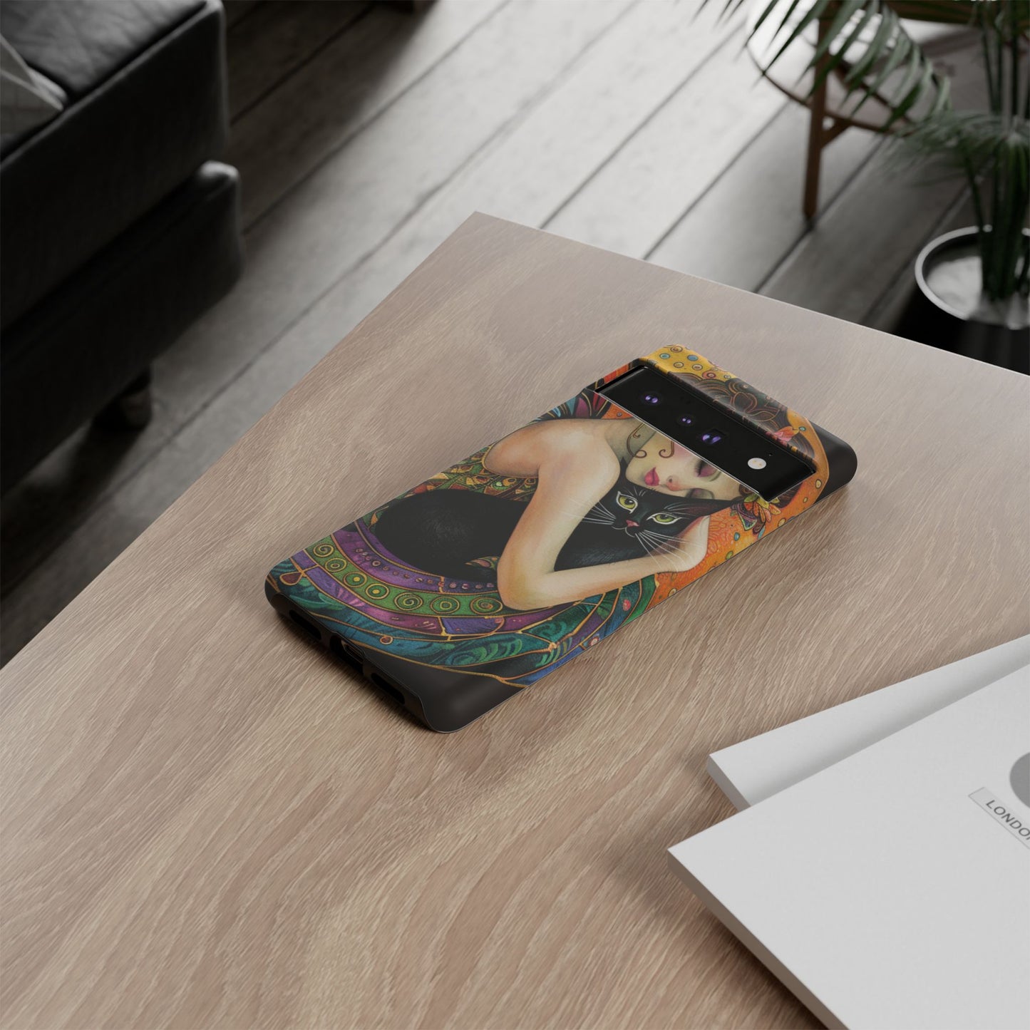 Colorful Art Phone Case with Cat and Fairy Design, Phone Cover Gift for Cat Lovers, Unique Floral Case, Magical Design, Vibrant Phone [...]