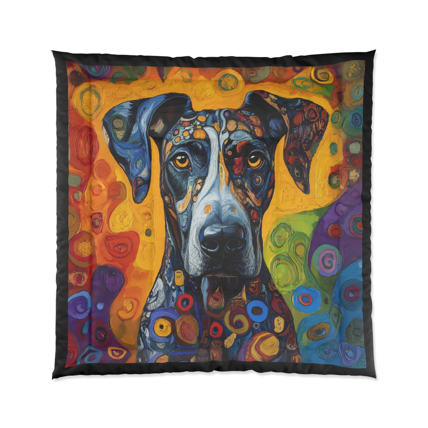 Colorful Abstract Great Dane Comforter | Dog Art Bedding, Modern Pop Art