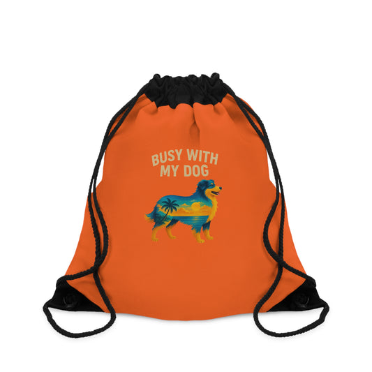 Busy With My Dog Drawstring Bag | Colorful Australian Shepherd Design