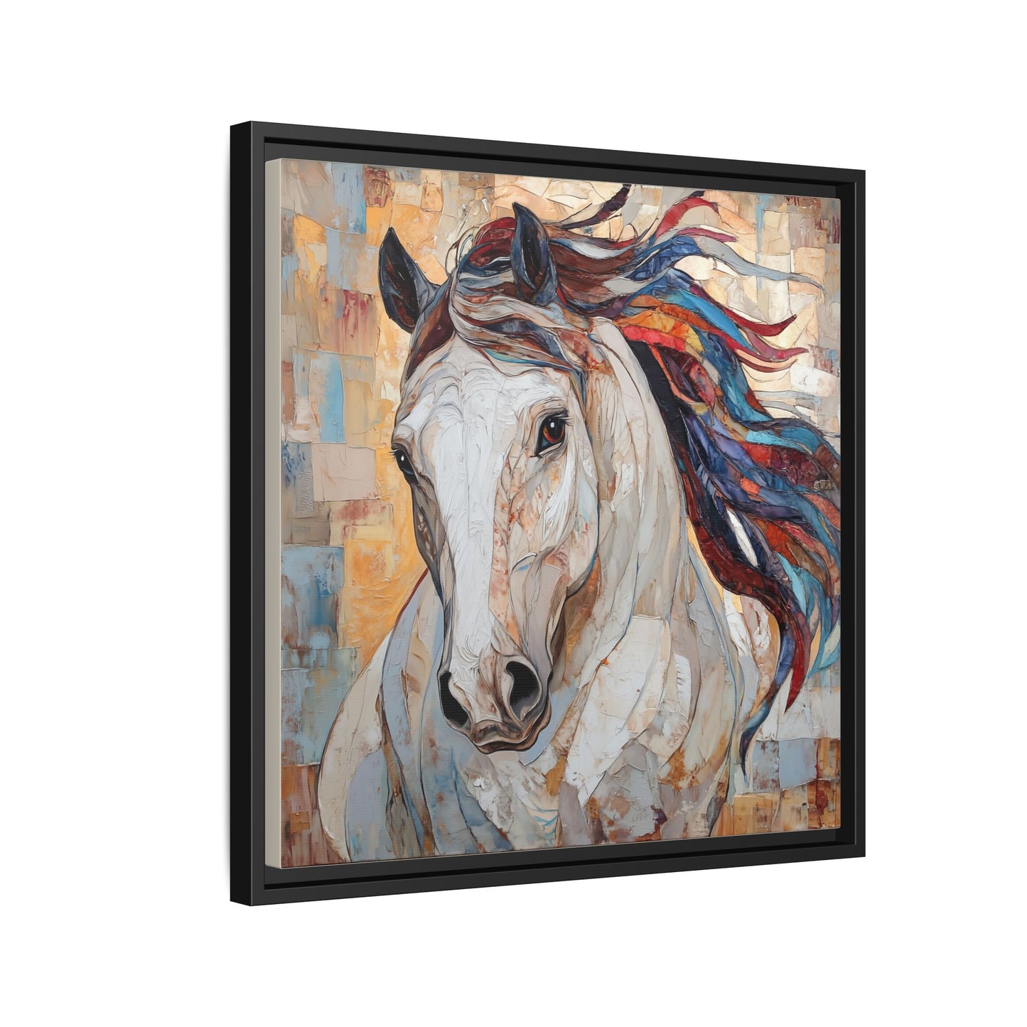 Colorful Mane Horse Matte Canvas Framed | Equine Wall Art