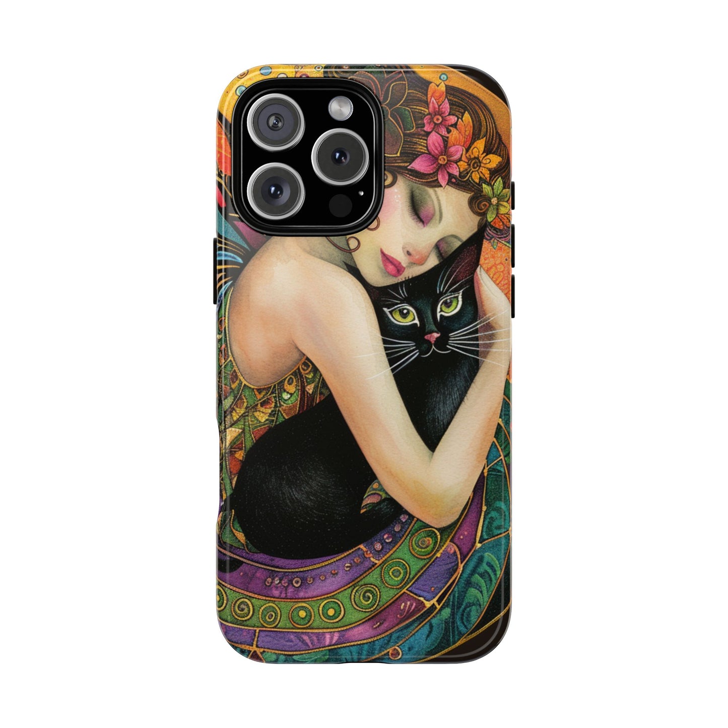 Colorful Art Phone Case with Cat and Fairy Design, Phone Cover Gift for Cat Lovers, Unique Floral Case, Magical Design, Vibrant Phone [...]