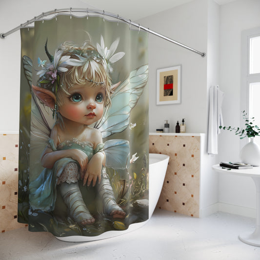 Baby Fairy Shower Curtain - Magical Bathroom Decor, Fantasy Home Accent, Kids' Room Decor, Enchanted Gifts