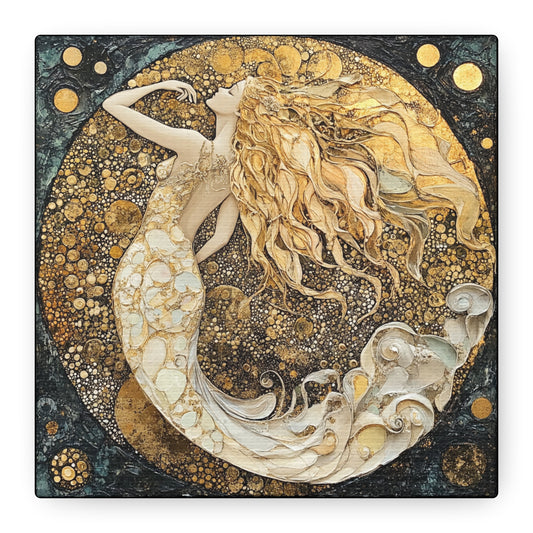 Elegant Mermaid Canvas Art, Home Decor, Wall Art, Gift for Her, Coastal Vibes, Housewarming Gift