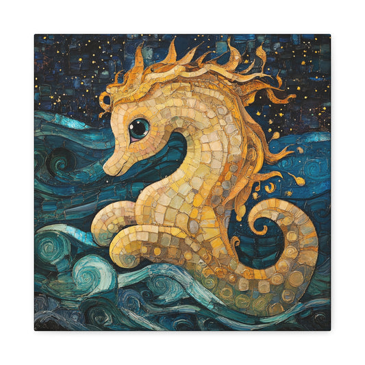 Seahorse Art Canvas Print, Nautical Home Decor, Ocean Lover Gift, Sea Creature Wall Art, Children's Room Decoration