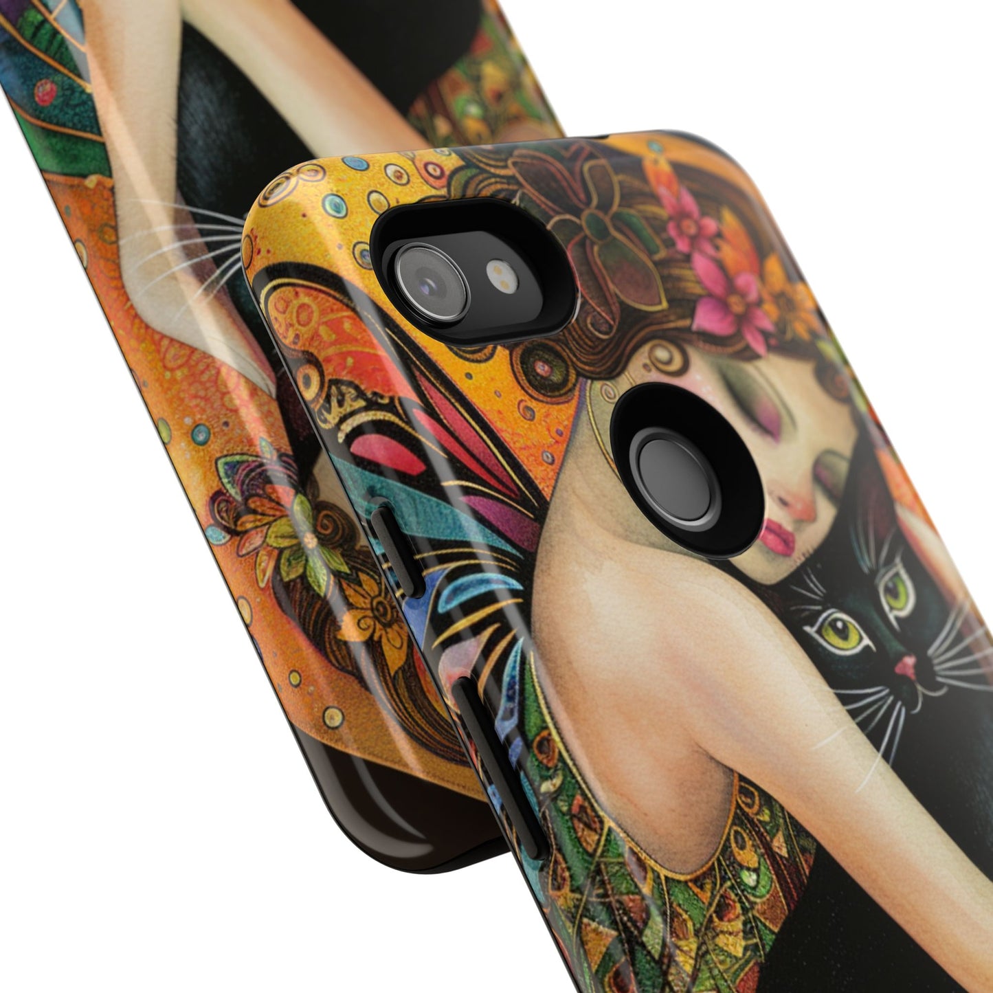 Colorful Art Phone Case with Cat and Fairy Design, Phone Cover Gift for Cat Lovers, Unique Floral Case, Magical Design, Vibrant Phone [...]