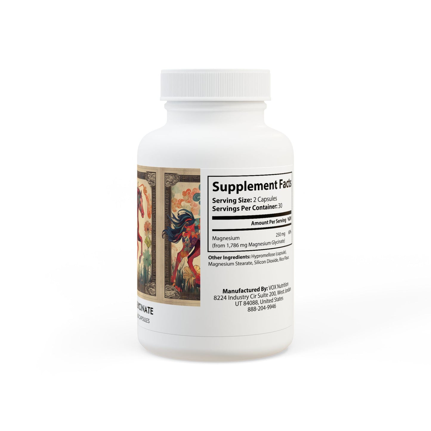 Magnesium Glycinate Supplement (60 Capsules) Year of The Fire Horse Illustration