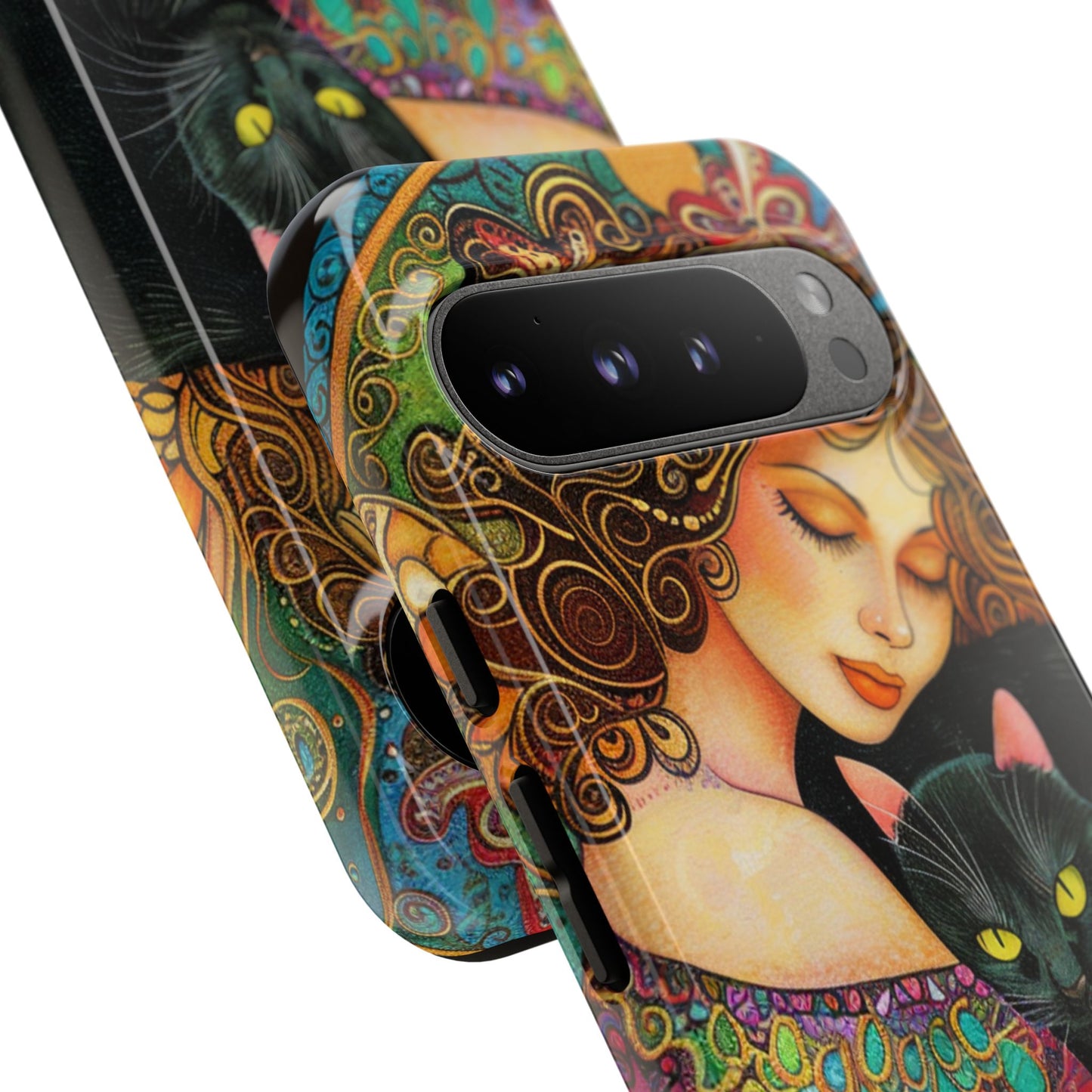 Colorful Cat Art Phone Case, Tough Phone Cover for Cat Lovers, Gift for Pet Owners, Artistic Mobile Case, Cute Cat Design