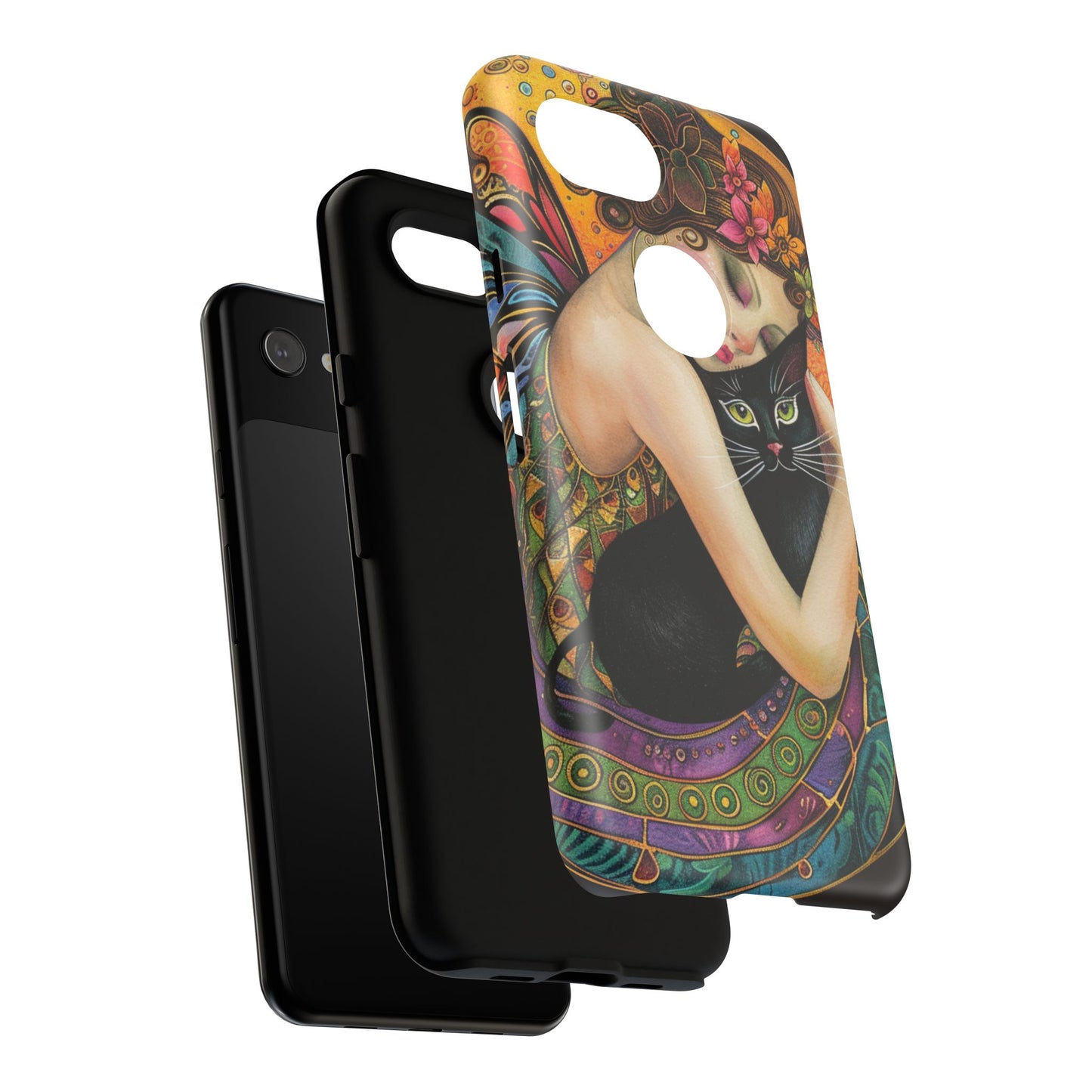 Colorful Art Phone Case with Cat and Fairy Design, Phone Cover Gift for Cat Lovers, Unique Floral Case, Magical Design, Vibrant Phone [...]