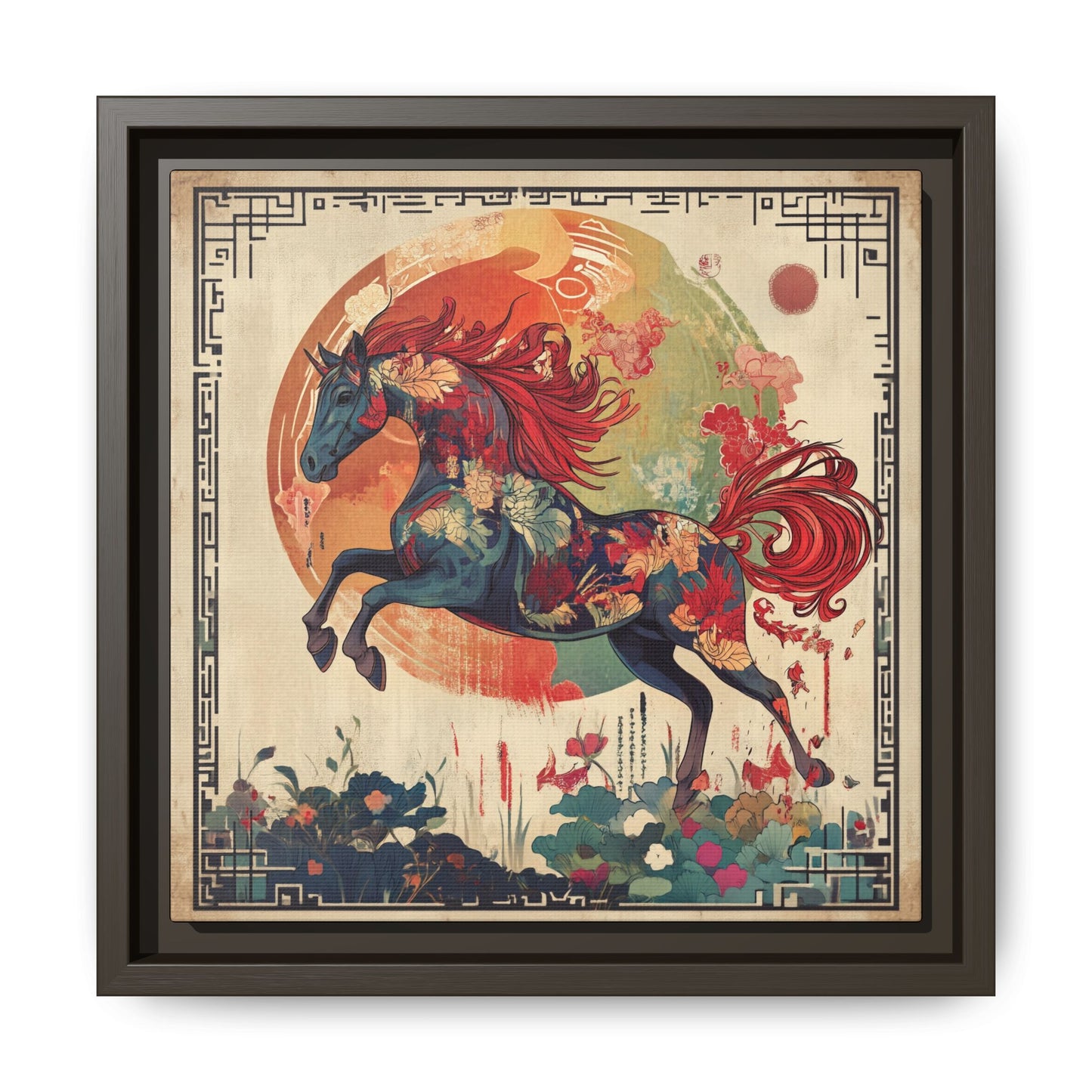Fire Horse Year Matte Canvas Framed Print