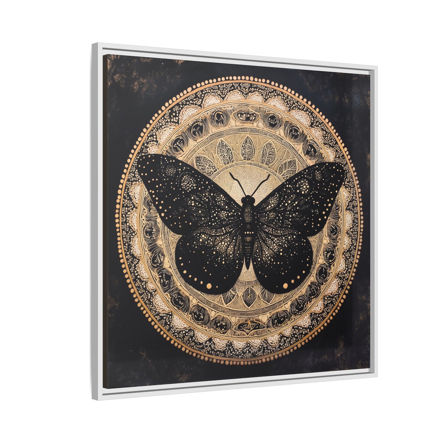 Black Moth Mandala Matte Canvas Framed | Wall Art