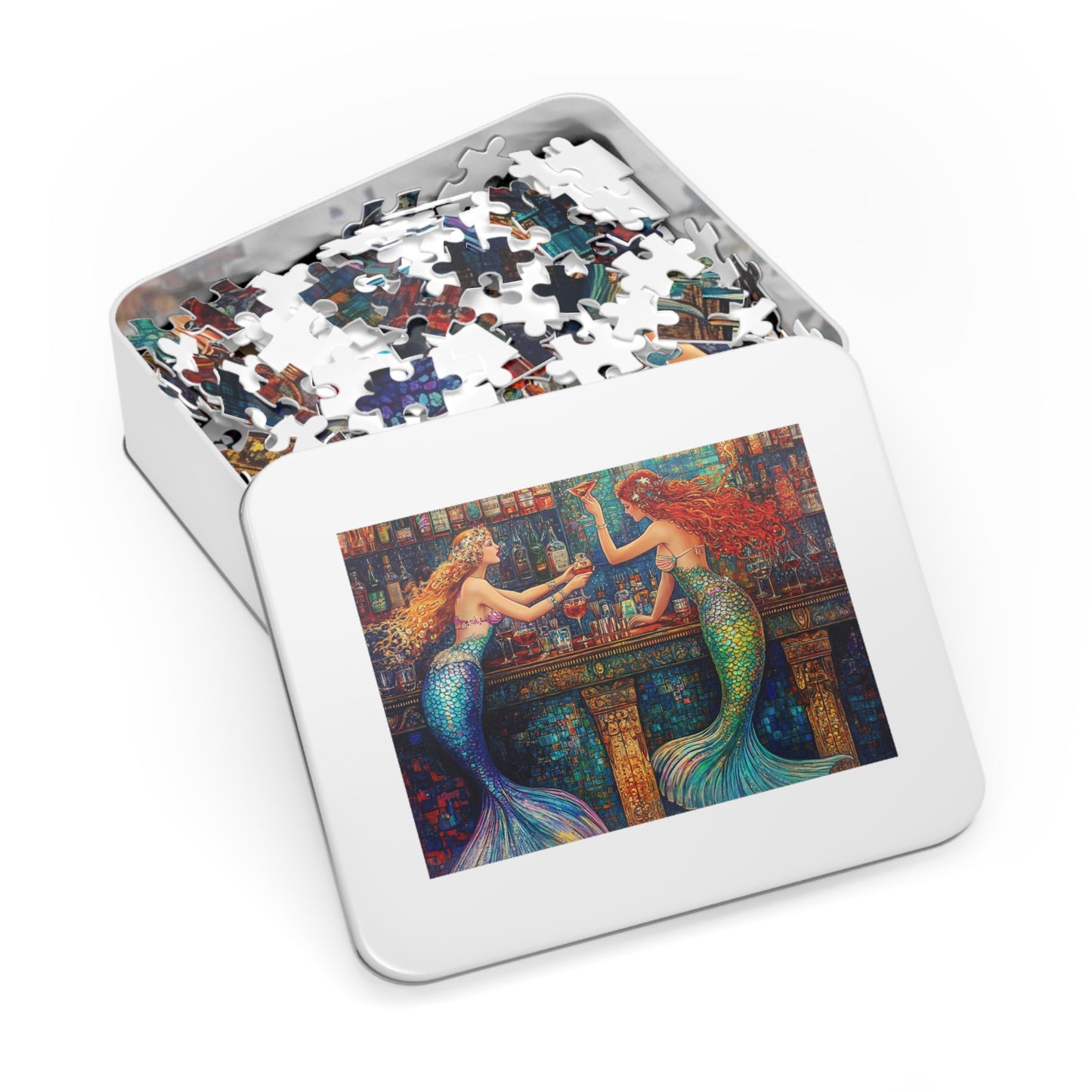 Mermaid Bar Jigsaw Puzzle with Tin | Colorful Ocean Fantasy Puzzle