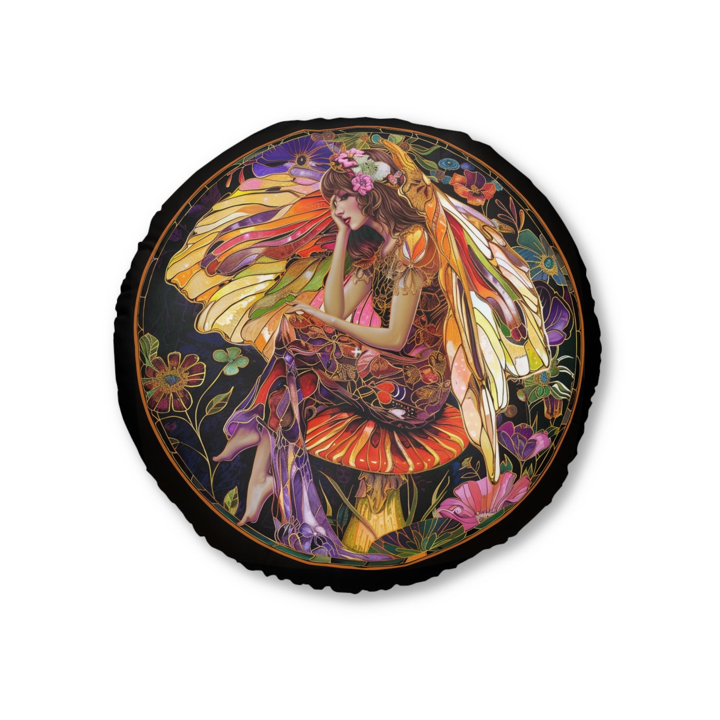 Enchanting Fairy Tufted Floor Pillow, Round Soft Decor for Living Room, Bohemian Style Seating, Cozy Home Accent, Gift for Her