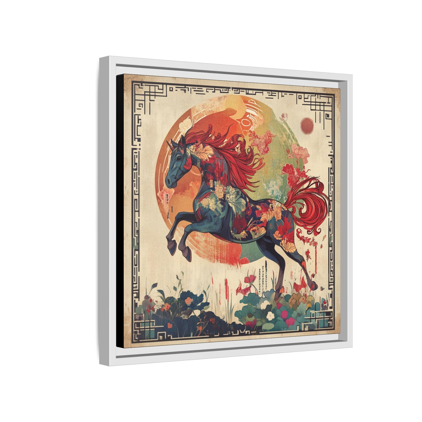 Fire Horse Year Matte Canvas Framed Print