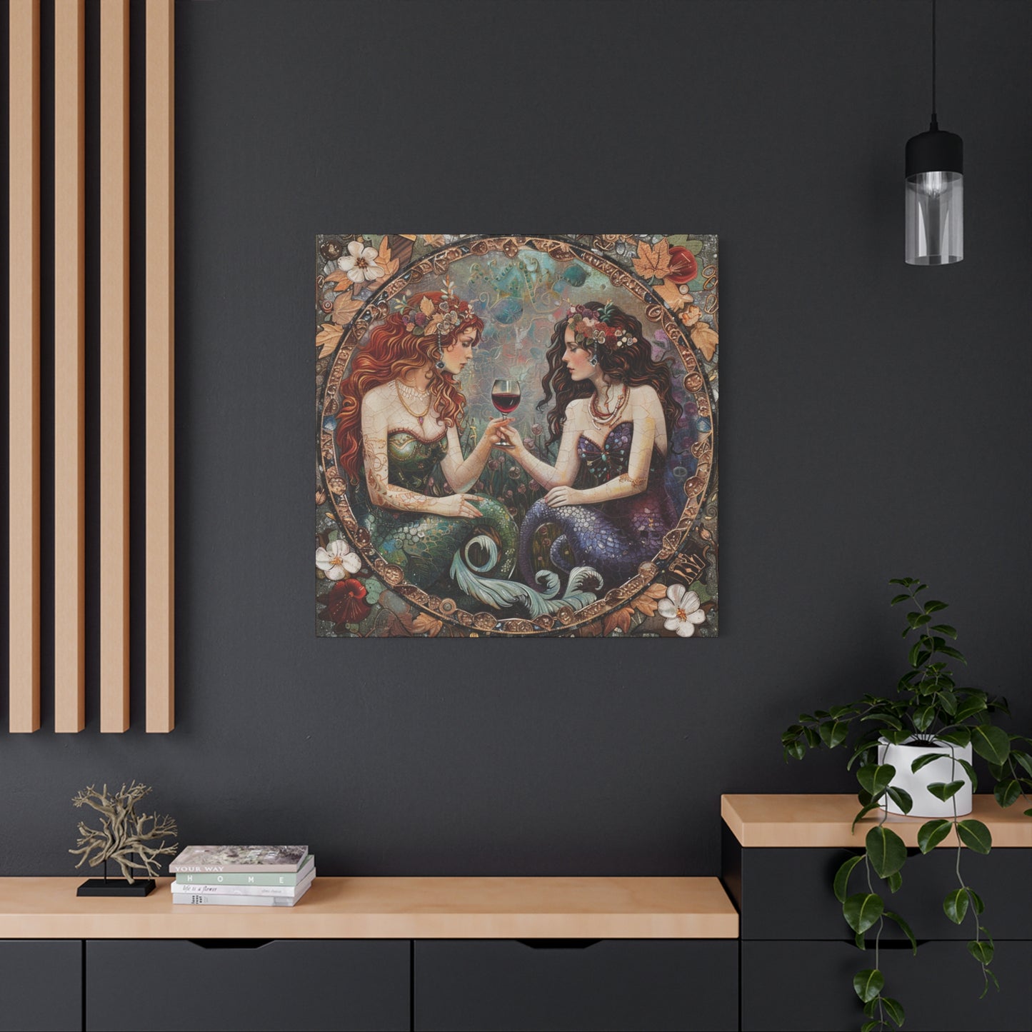 Mermaid in Paris Canvas Print, Mermaid Lovers, Mermaid Gift, Girlfriend Gift, Mermaid Canvas, Choose Your Size Canvas Options