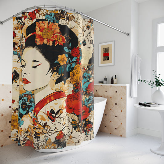 Geisha Cat Shower Curtain