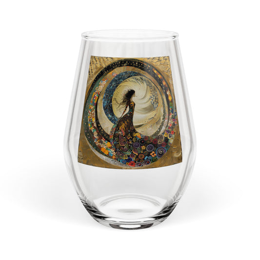 Whimsical Moon Goddess Silhouette Stemless Wine Glass | 11.75oz