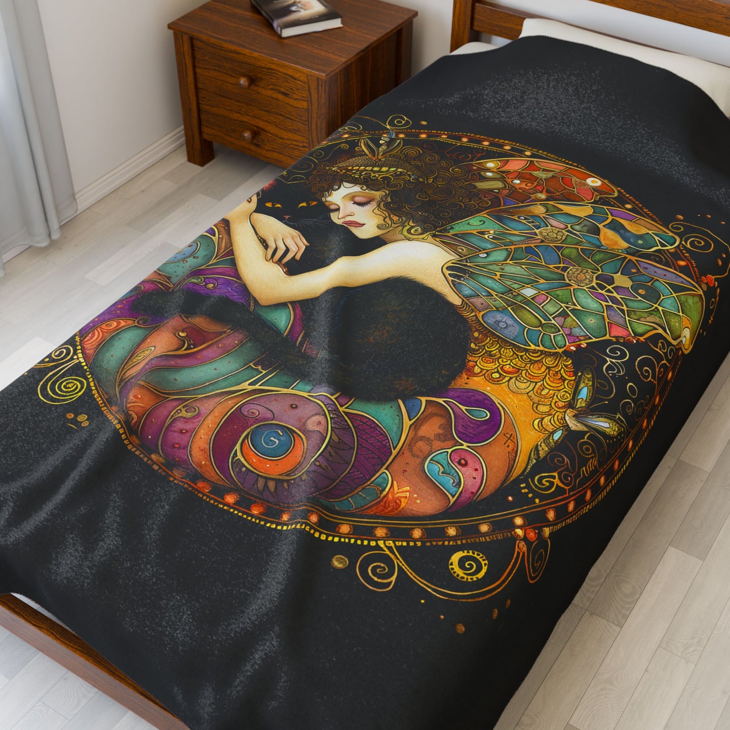Artistic Fairy Velveteen Plush Blanket, Magical Home Décor, Cozy Gift for All Occasions, Soft Throw for Relaxation